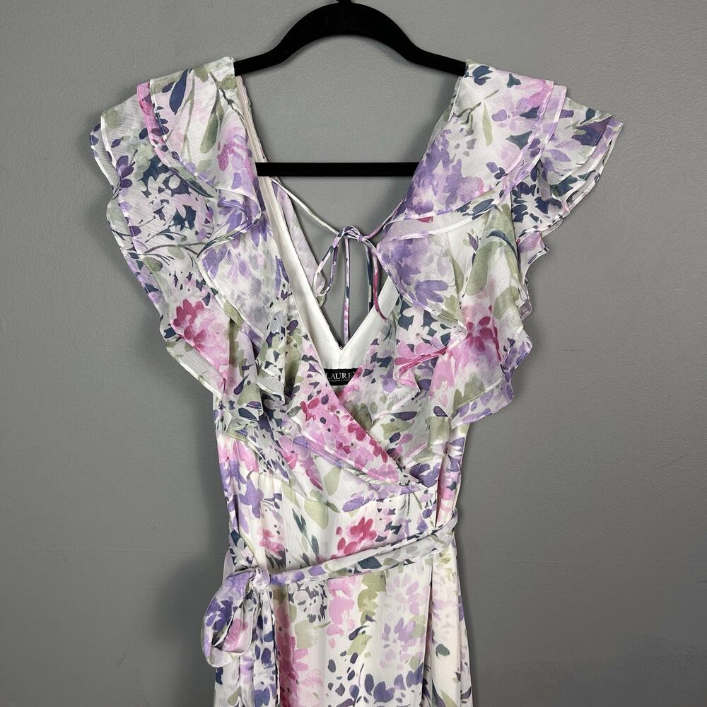 Lauren Ralph Lauren Maxi Dress Size 0 Ruffle Floral Cottagecore Feminine NWT - Picture 13 of 16